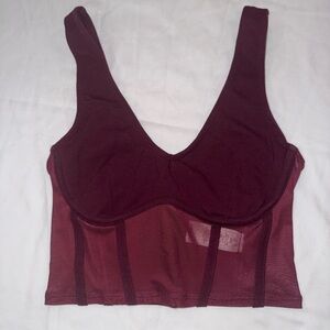 Garage Deep Red Mesh Panel Bra